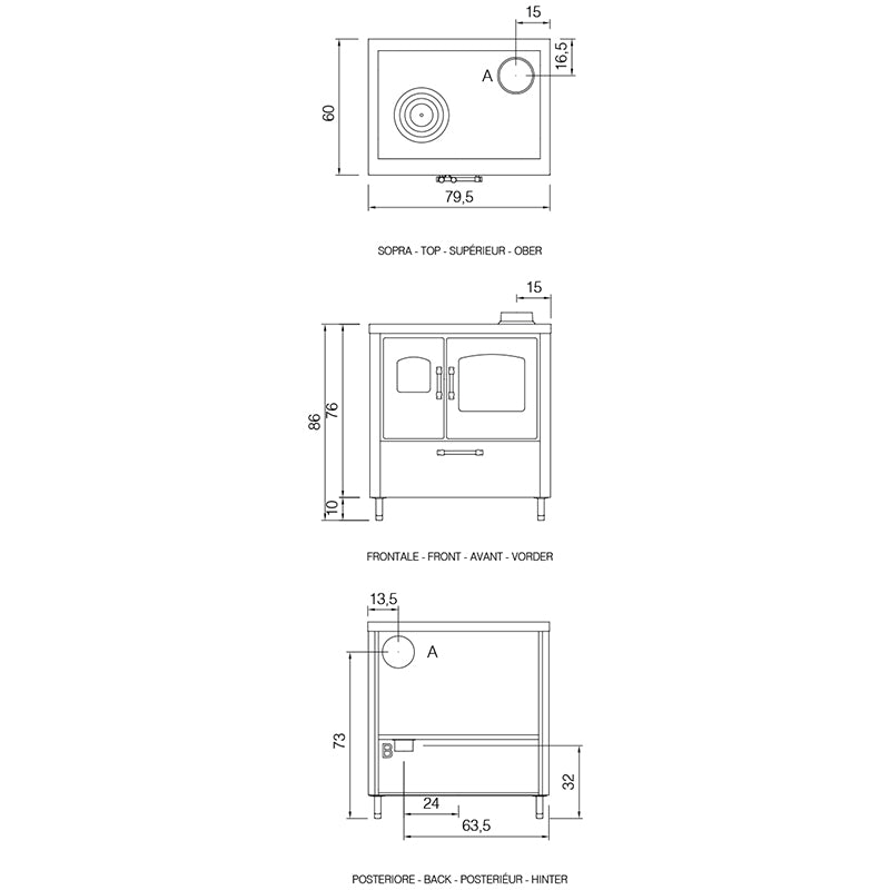 Cucina a legna Cadel Smart 80S conto termico