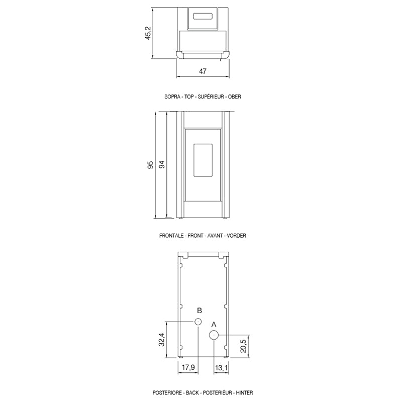 Stufa a pellet ventilata CADEL Sweet3 7 kW Wi-Fi