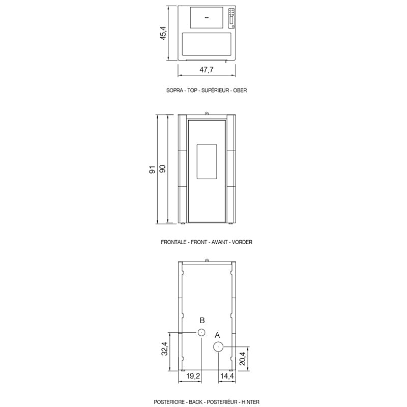 Stufa a pellet ventilata CADEL Cristal 7 kW Wi-Fi antracite Ultimo pezzo sala mostra
