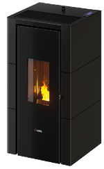 Carica l&#39;immagine nel visualizzatore di Gallery, Stufa a pellet ventilata CADEL Cristal 7 kW Wi-Fi antracite Ultimo pezzo sala mostra
