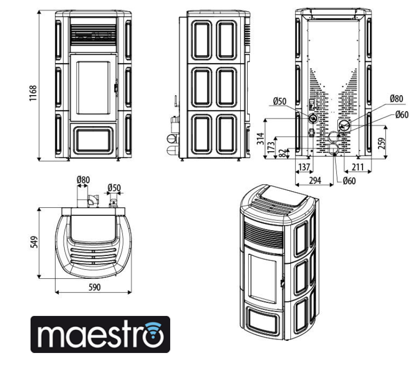 Termostufa a pellet MCZ SUITE Hydromatic Maestro 18 kW M2