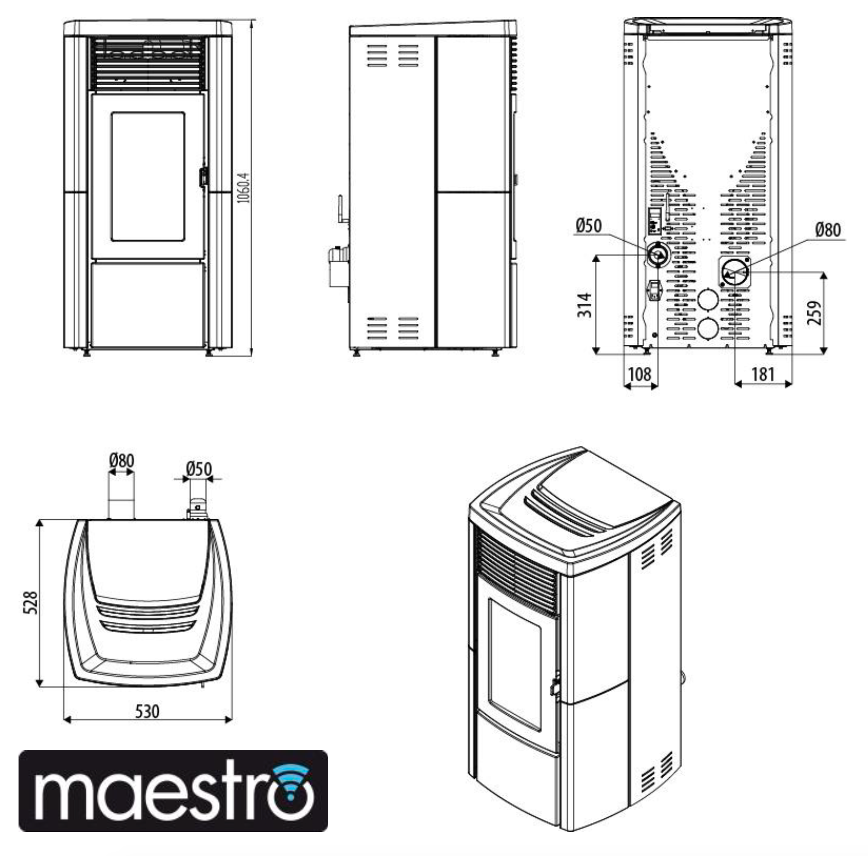 Stufa a pellet ventilata MCZ Star Air Maestro 8 kW Stone
