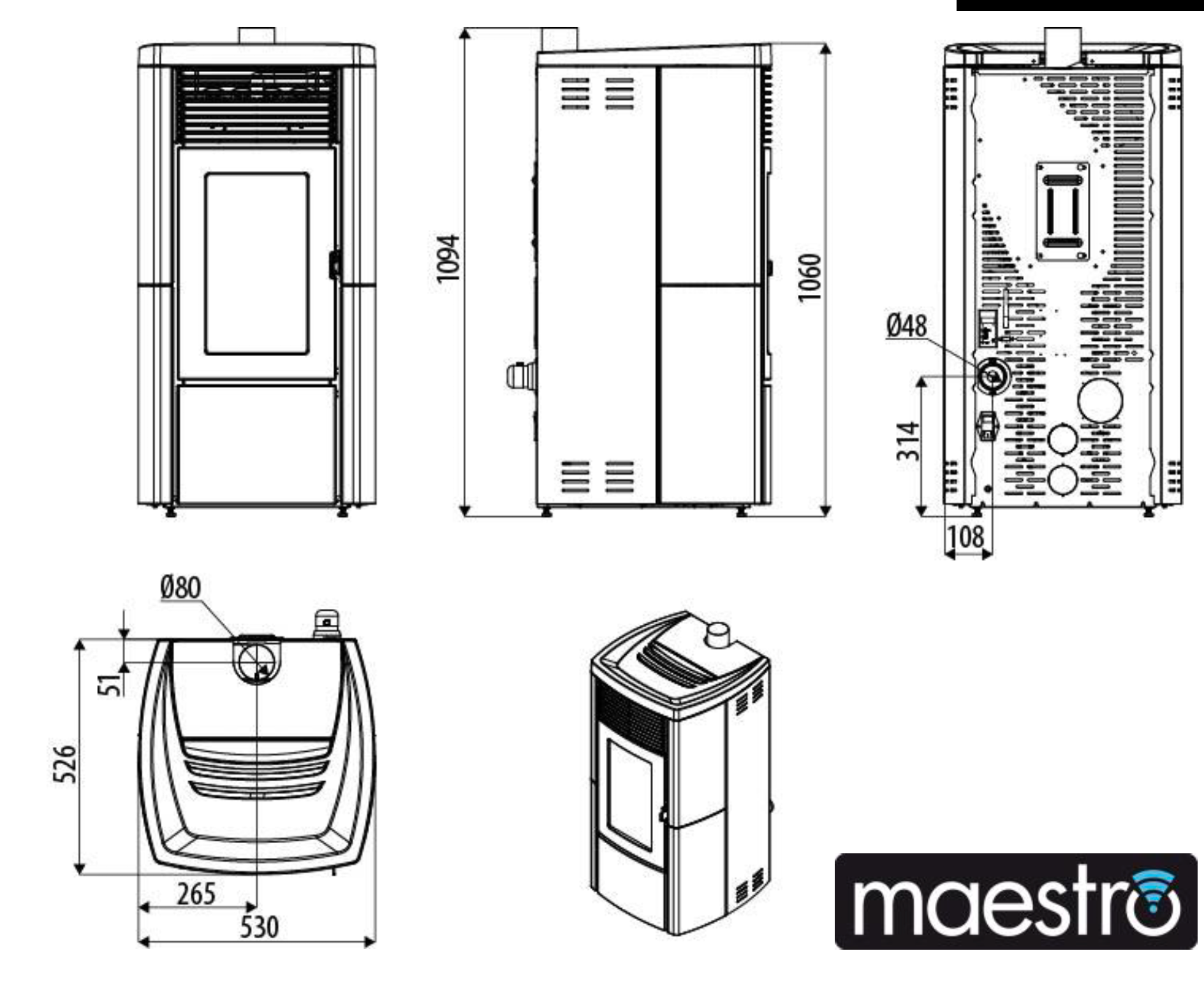 Stufa a pellet ventilata MCZ Star Air UP! Maestro 8 kW Stone