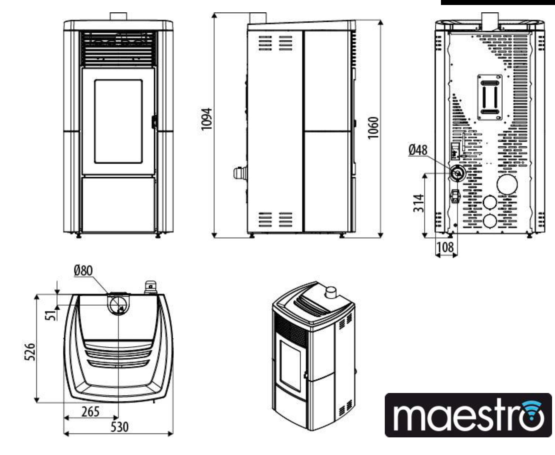 Stufa a pellet canalizzata MCZ Star Comfort Air UP! Maestro 10 kW