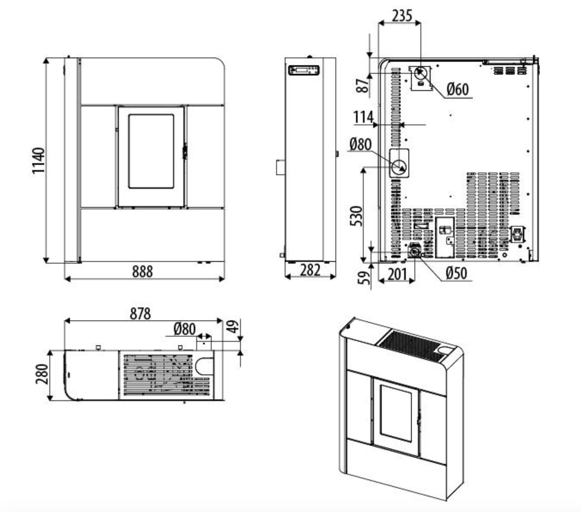 Stufa a pellet canalizzata MCZ Raam Comfort Air 8 kW