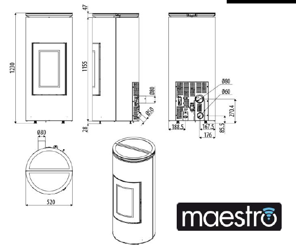 Stufa a pellet ventilata / canalizzata MCZ Mood Comfort Air 8 Maestro