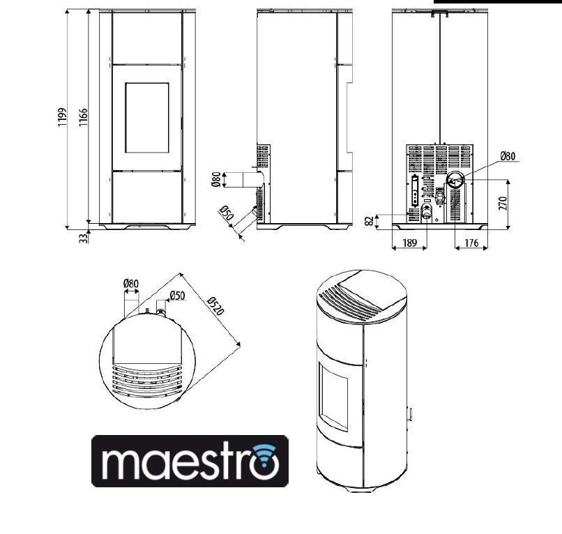 Stufa a pellet ventilata MCZ Halo Air 8 Maestro