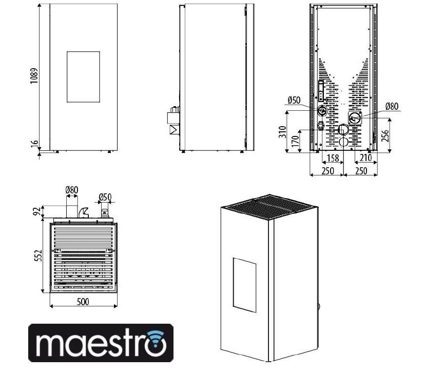 Stufa a pellet ventilata / canalizzata MCZ Aike Comfort Air 8 Maestro