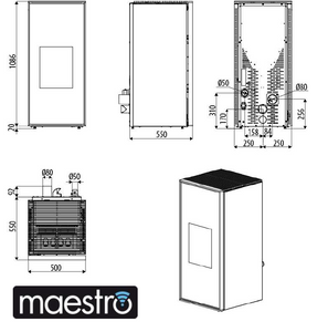 Stufa a pellet ventilata / canalizzata MCZ Tilda Comfort Air 10 Maestro