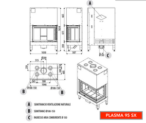 Camino monoblocco a legna MCZ Plasma 95