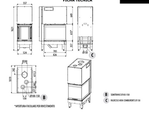 Camino monoblocco a legna trifacciale MCZ Plasma 50T wood