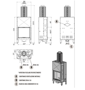 Camino monoblocco a legna MCZ Plasma 75 Q wood