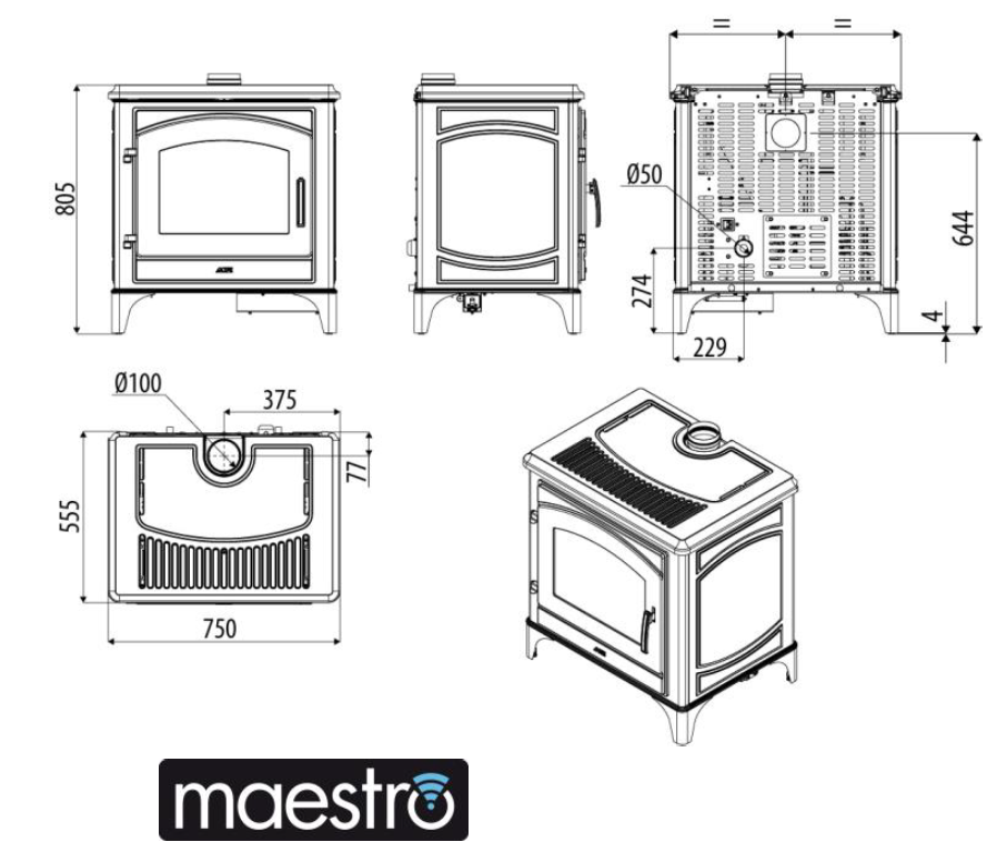 Stufa a pellet ventilata MCZ Decò Air 8 Maestro M1+