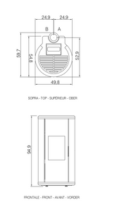 Stufa a pellet ventilata CADEL SOUND3 UP-twin 7kW Wi-Fi integrato