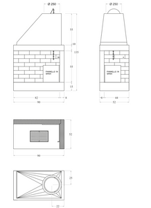 Camino angolare prefabbricato in cemento Marsicamin DS90REF