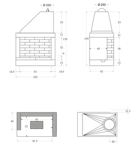 Camino semiaperto SX prefabbricato in cemento Marsicamin QR100REF